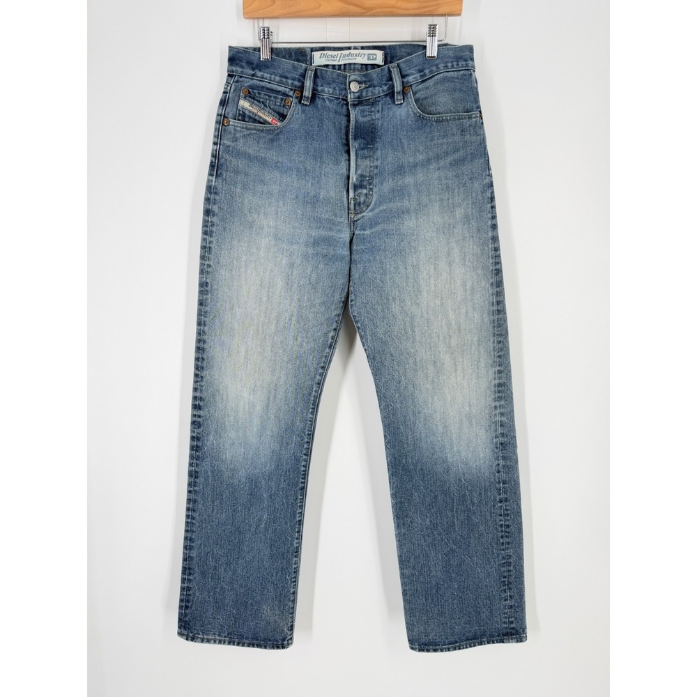 EUC Diesel Industry Kratt Men's Blue Denim Jeans Button Fly Straight Leg Size 32